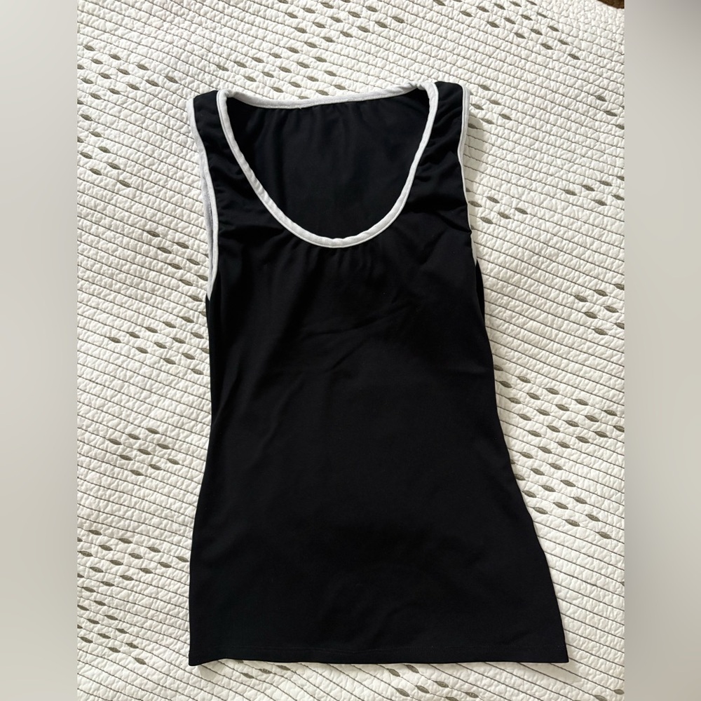 Elegant Black Tank Top with White Accents